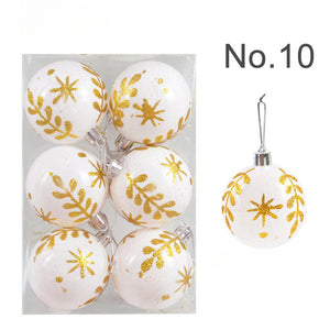 6pcs Transparent Snow Christmas Balls Pendants for Christmas Tree Decoration