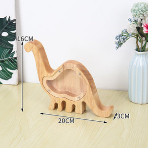 Wooden Jurassic Transparent Piggy Bank