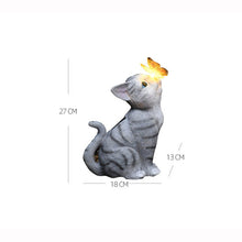 Garden Outdoor Decor - Cat Statue with Solar Butterfly Light