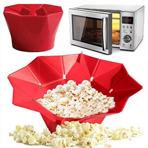 Foldable Red Silicone Popcorn Bucket Bowl Maker
