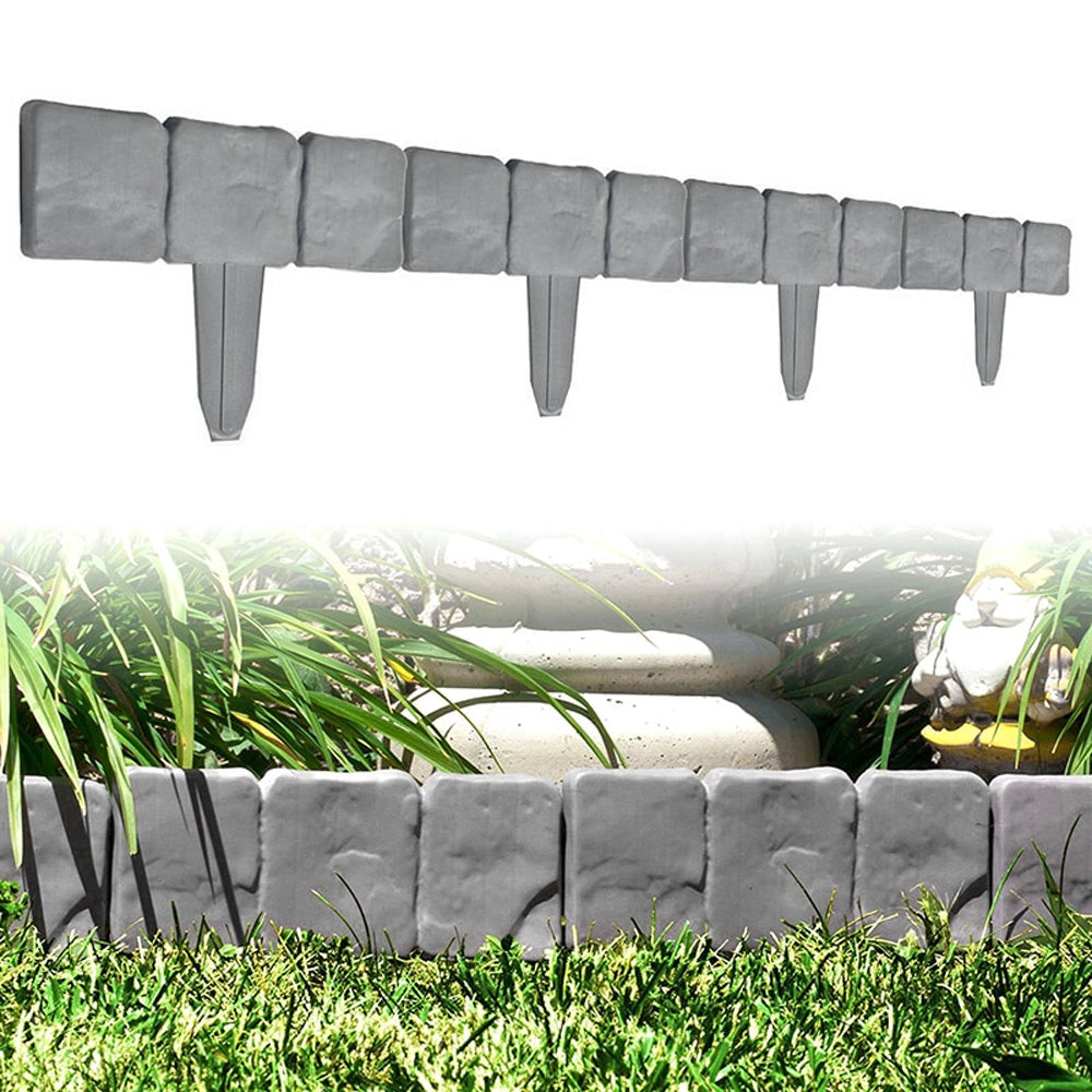 Cobbled Stone Effect Garden Edging Plastic Lawn Fence