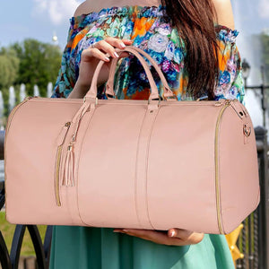 2 in 1 Hanging Suitcase Convertible Carry on Leather Garment Bag for Travel_8
