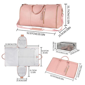 2 in 1 Hanging Suitcase Convertible Carry on Leather Garment Bag for Travel_10