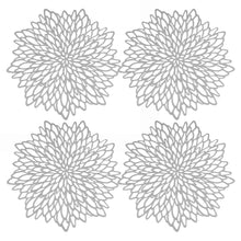 4/8pcs Flower Shape Pressed Vinyl Metallic Hollow Placemats For Dining Table_26