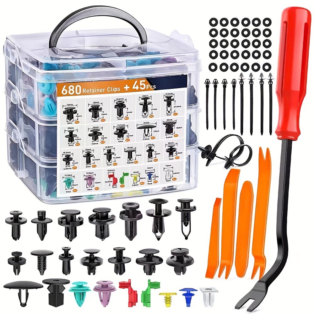 725pcs Car Panel Retainer Fastener Kit Auto Removal Tool_0