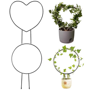 Metal Garden Trellis for Climbing Plants Flower Heart or Round Shape Plant Holder_0