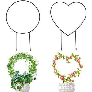 Metal Garden Trellis for Climbing Plants Flower Heart or Round Shape Plant Holder_1
