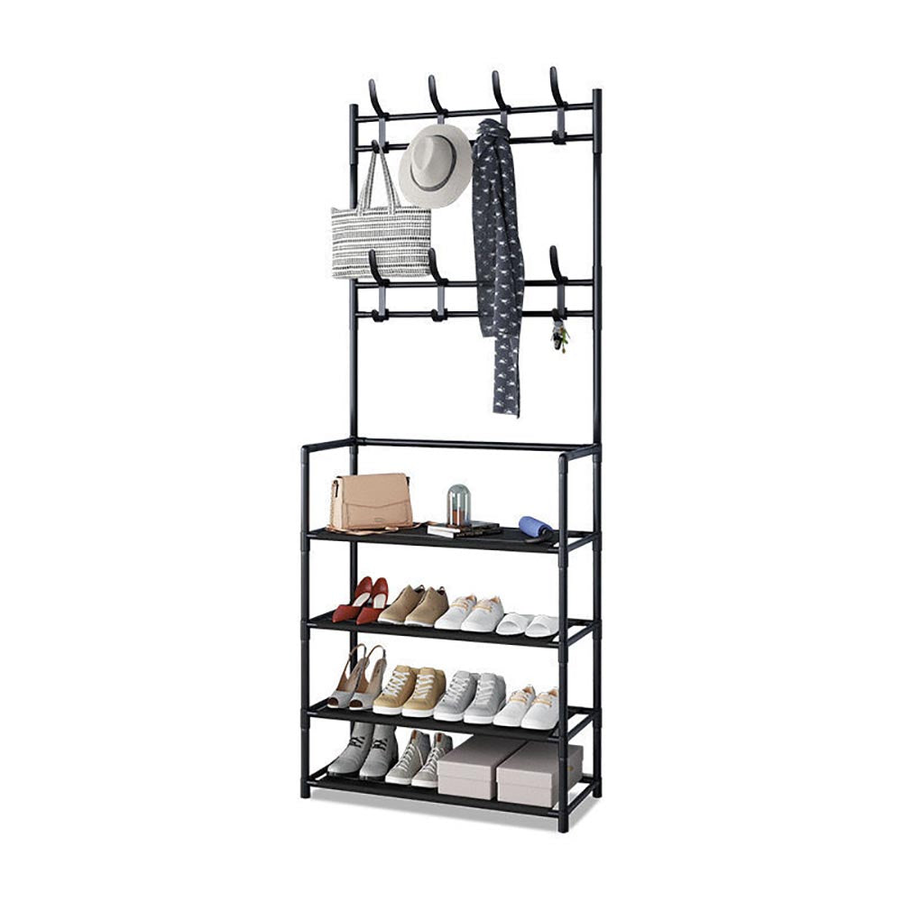 4/5 Layers Free Standing Storage Shelves Entrance Coat Rack_0