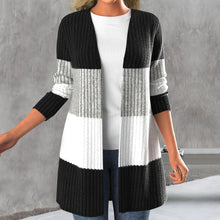 Color Block Open Front Cardigan Knit Outwear For Spring & Fall_1
