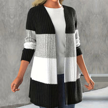 Color Block Open Front Cardigan Knit Outwear For Spring & Fall_2