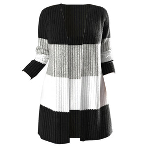 Color Block Open Front Cardigan Knit Outwear For Spring & Fall_6