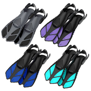 Snorkel Fins Adjustable Buckles Open Heel Short Swim Flippers_0