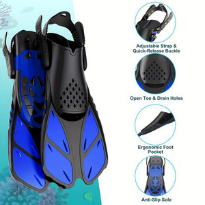 Snorkel Fins Adjustable Buckles Open Heel Short Swim Flippers_1