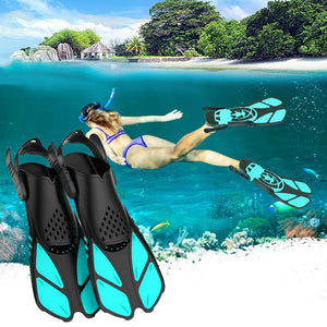 Snorkel Fins Adjustable Buckles Open Heel Short Swim Flippers_6