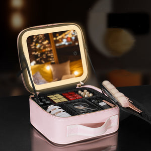 LED Travel Makeup Case with Adjustable Dividers and Mirror_2