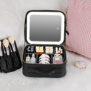 LED Travel Makeup Case with Adjustable Dividers and Mirror_3