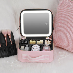 LED Travel Makeup Case with Adjustable Dividers and Mirror_4