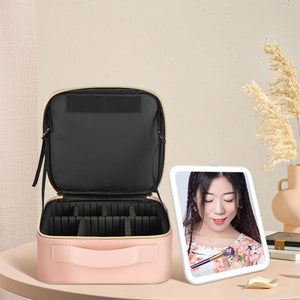LED Travel Makeup Case with Adjustable Dividers and Mirror_5