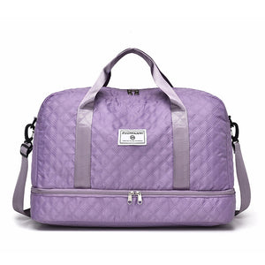 Large Capacity Lightweight Argyle Pattern Luggage Bag_9