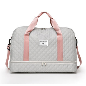 Large Capacity Lightweight Argyle Pattern Luggage Bag_2