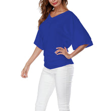 Women's Solid Short Sleeve Boat Neck V Neck Dolman Top with Side Shirring_11