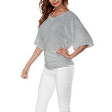 Women's Solid Short Sleeve Boat Neck V Neck Dolman Top with Side Shirring_7