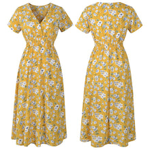 Vintage Print Puff Sleeve Casual Square Collar Floral Long Dress