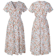Vintage Print Puff Sleeve Casual Square Collar Floral Long Dress