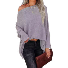 Women's Off The Shoulder Tops Waffle Knit Long Sleeve Pullover Sweaters_3
