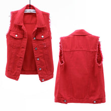 Women's Casual Denim Waistcoat Frayed Sleeveless Ripped Jacket Vest with Pockets_3