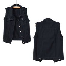 Women's Casual Denim Waistcoat Frayed Sleeveless Ripped Jacket Vest with Pockets_5