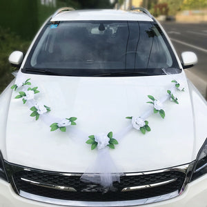White Rose Artificial Flower For Wedding Car Decoration_0