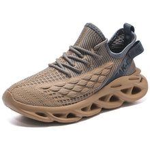Mens Breathable Knit Round Toe Lace Up Running Shoes_4