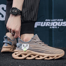 Mens Breathable Knit Round Toe Lace Up Running Shoes_7