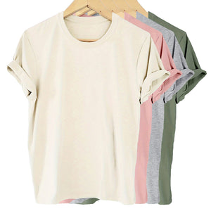 4 Packs Solid Color T-shirt Short Sleeve Crew Neck Casual Top_3