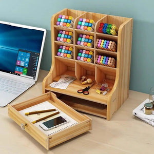 Large Capacity DIY Pen Holder Box Desktop Stationary Storage Rack_4