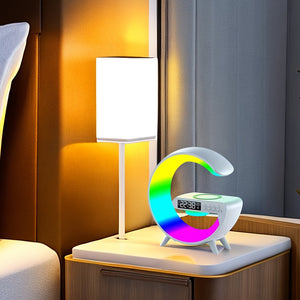 3-in-1 G-shaped Colorful RGB Wireless Charger Bluetooth Speakers_8