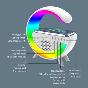 3-in-1 G-shaped Colorful RGB Wireless Charger Bluetooth Speakers_10