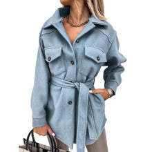 Women's Vintage Lapel Button Down Woolen Coat_2