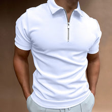 Simple Zip Polo Shirt For Men_2