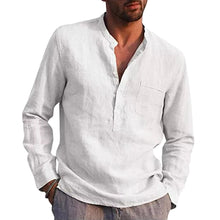 Men's Flax Shirt Long Sleeve Button Down Slim Shirts_0