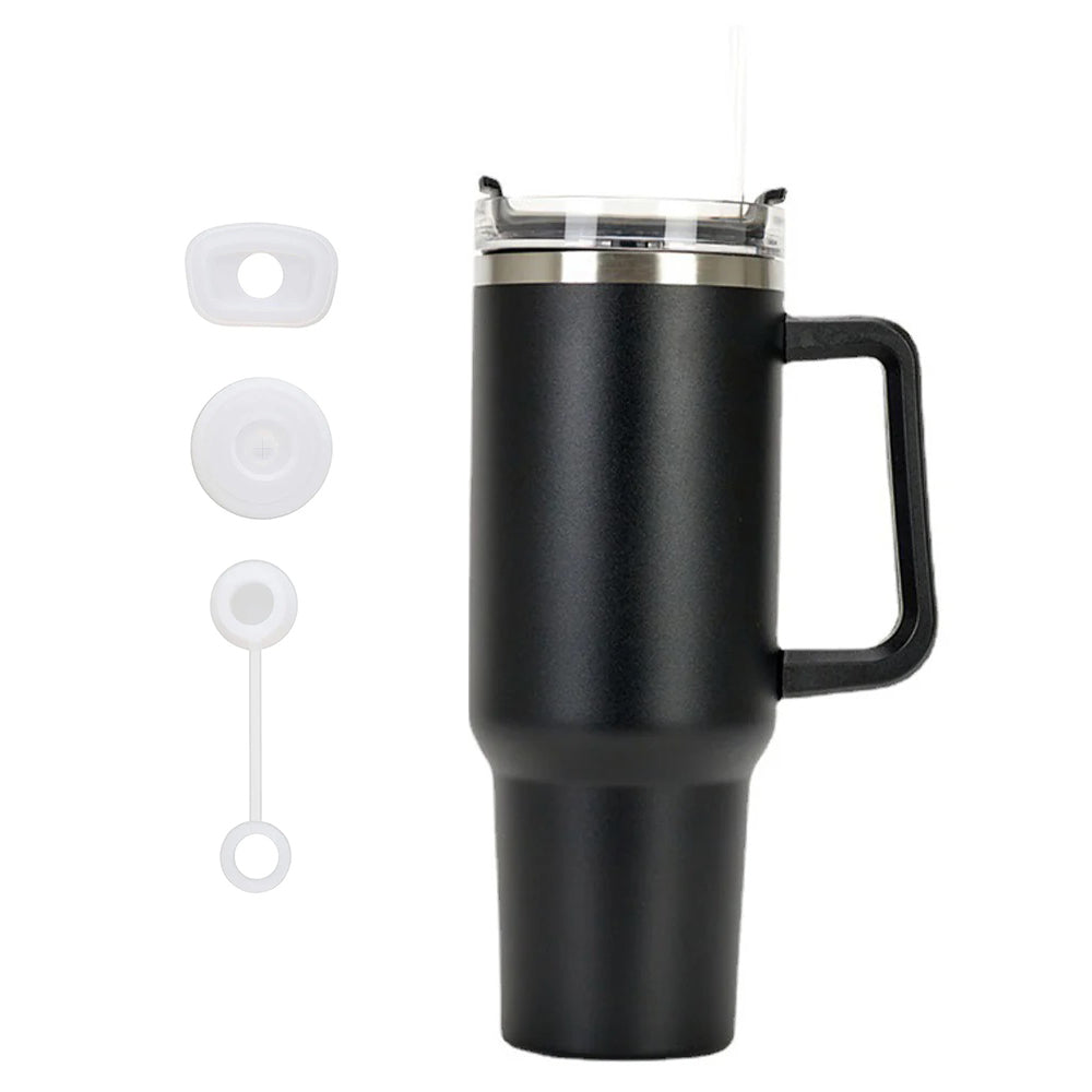 40oz Stainless Steel Mug with Lid and Straw with 3pcs Transparent Spill Stopper_0