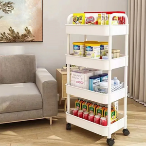 Multi-Layer Floor Standing Mobile Storage Trolley Rack_0