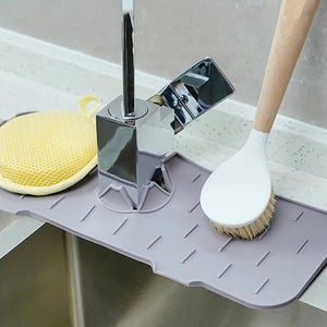 Silicone Faucet Handle Drip Catcher Tray Mat Dish Soap Sponge Holder_1