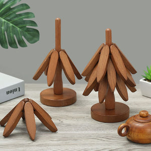 Tree Design Stand Wooden Anti Scald Heat Resistant Table Mat Coaster_5