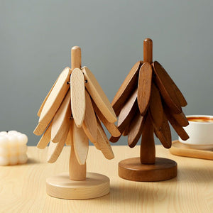Tree Design Stand Wooden Anti Scald Heat Resistant Table Mat Coaster_1