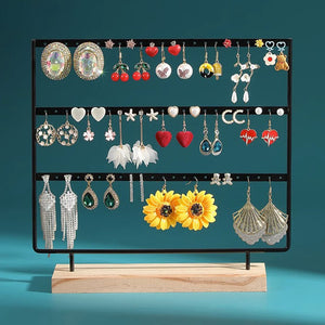 3-Tiers 69 Holes Metal Jewelry Storage Organizer Earring Display Holder_4