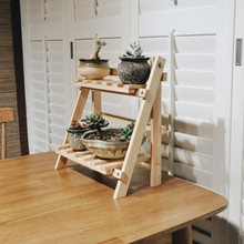 Wooden Storage Shelf 2-Tiers Desktop Organizer Shelves Trapezoidal Desk Display Rack_6