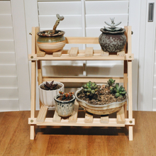 Wooden Storage Shelf 2-Tiers Desktop Organizer Shelves Trapezoidal Desk Display Rack_1