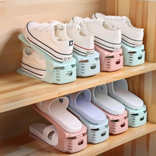 7 Pcs Double-Layer Integrated Adjustable Plastic Shoe Rack_0